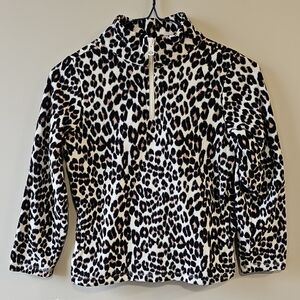 Place Girls Size 7-8 Leopard Print Fleece Jacket - Black, White, Beige